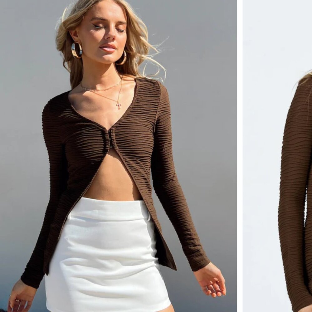 PRINCESS POLLY BROWN CARDIGAN